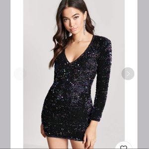 NEW Forever 21 Black Iridescent Sequin Bodycon Mini Dress Size 3X